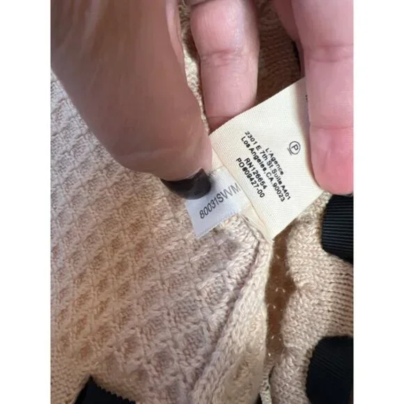 NWT L'Agence Strong Shoulder Decorative Knit Pockets Open Cardigan Cream XS